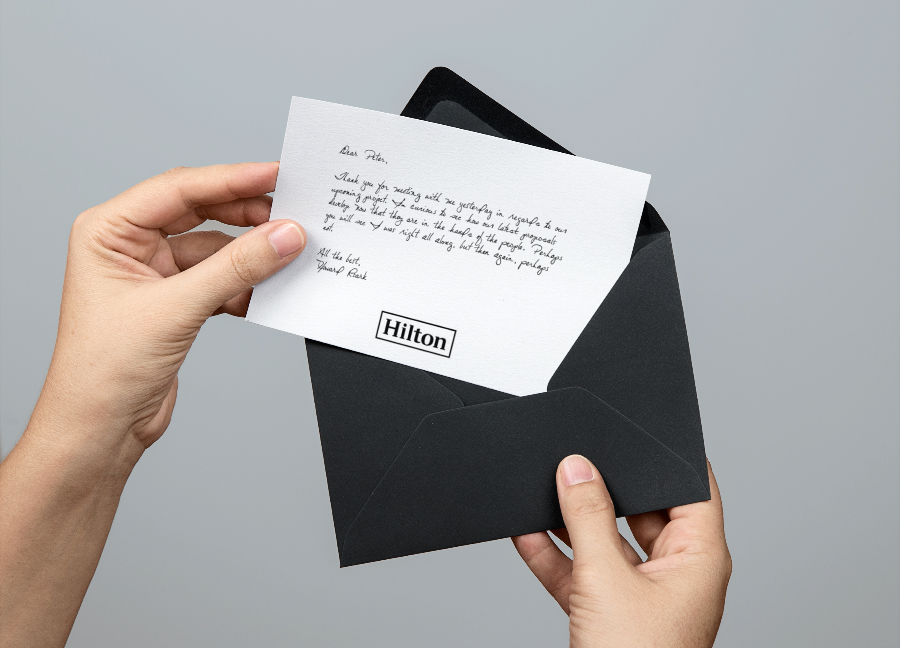 An employee experience platform with robotic handwritten notes for Hilton